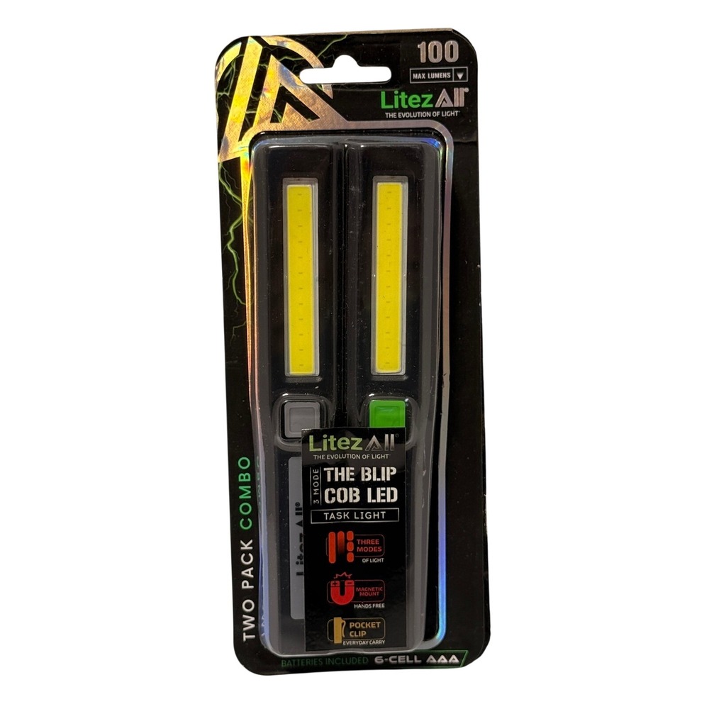 LitezAll‎ The Blip COB LED Task Light 2 Pk Combo 100 Lumens Magnetic Pocket Clip